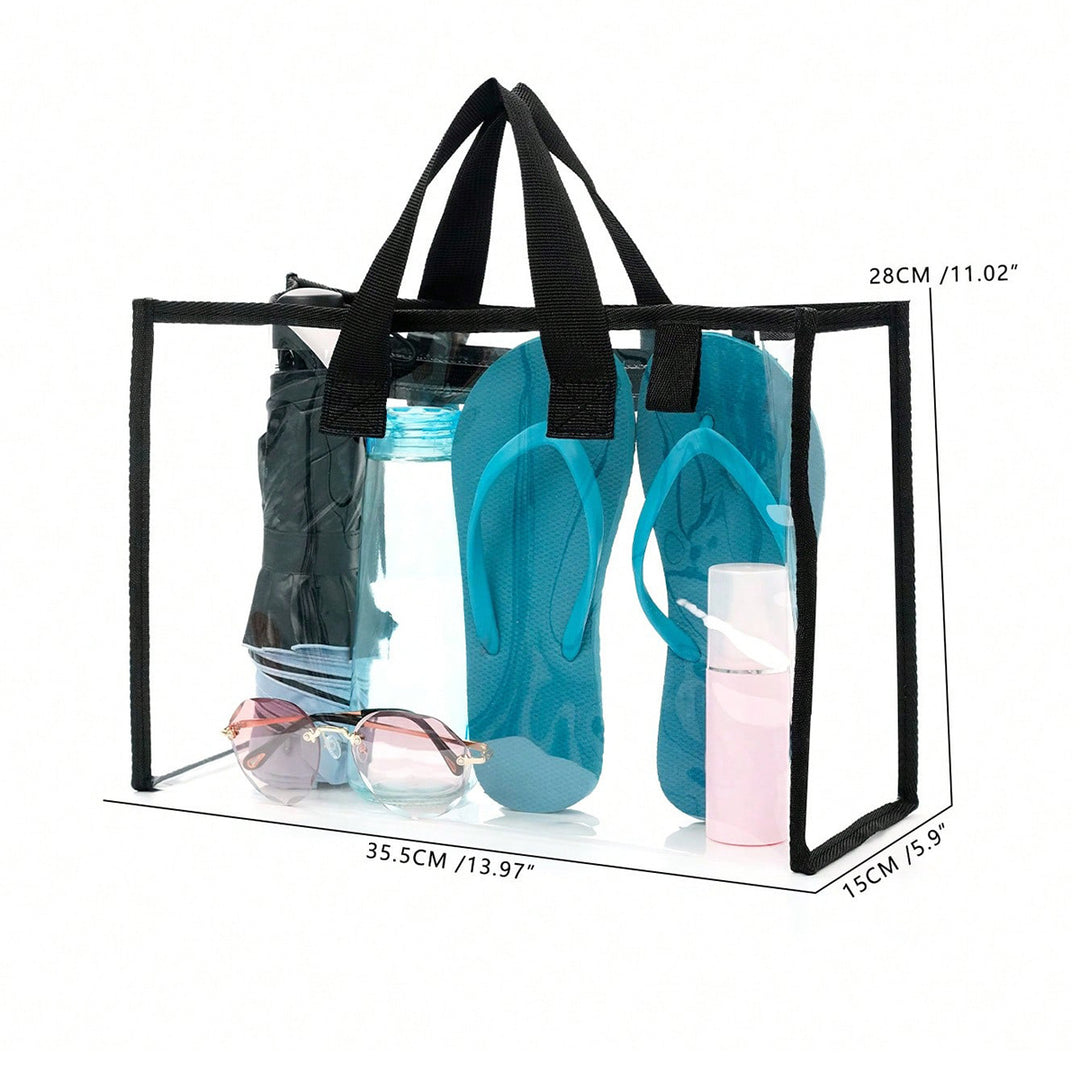 Transparent beach bag with sturdy carrying handles and various compartments Stornfield