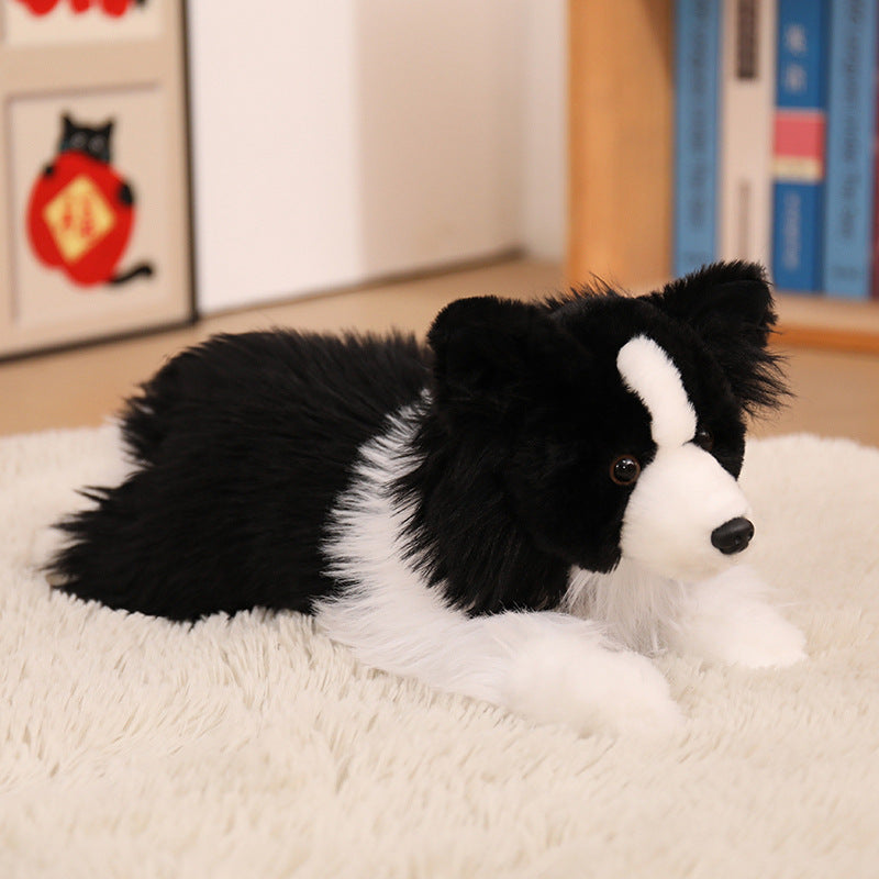 Realistic Border Collie Soft Plush Toy with Fluffy Long Fur Stornfield