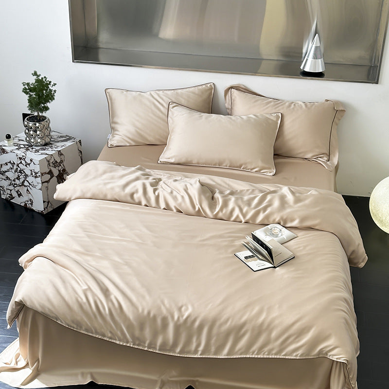 Reversible Premium Satin Bedding Set with Fine Piping and Extra Pillowcases