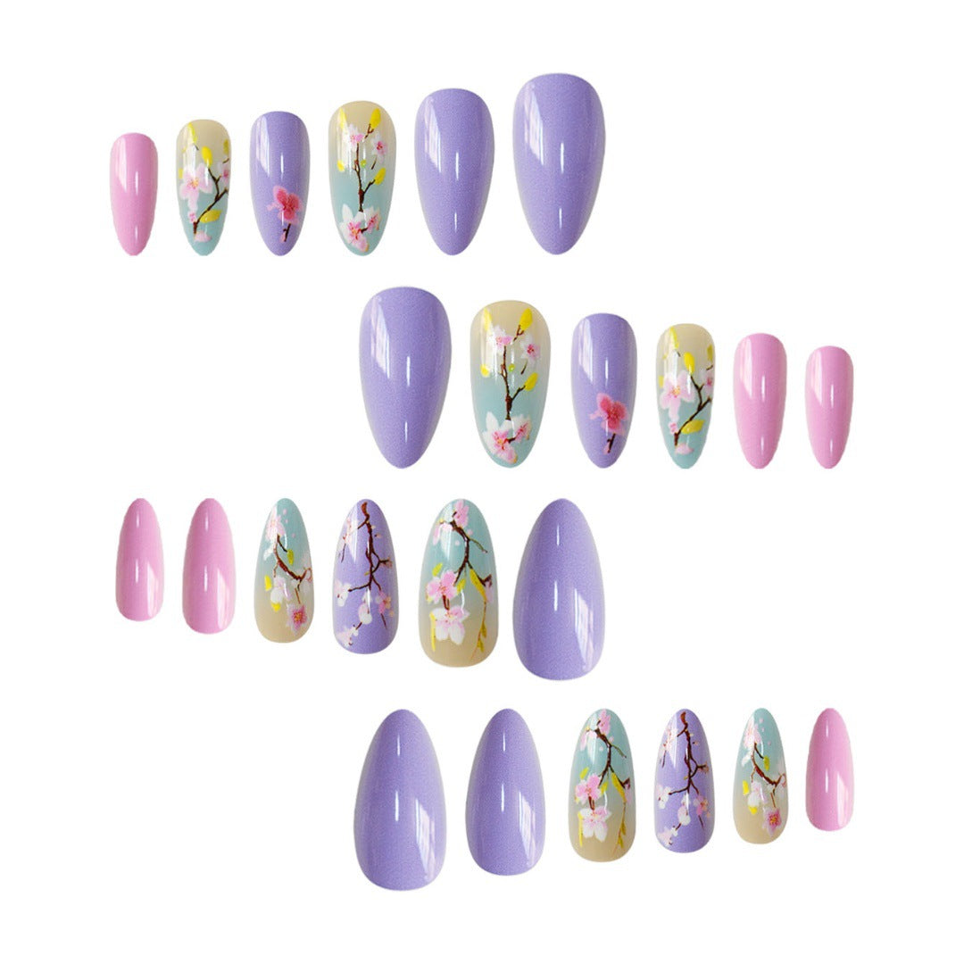Artistic Floral Press-On Nail Enhancements Stornfield