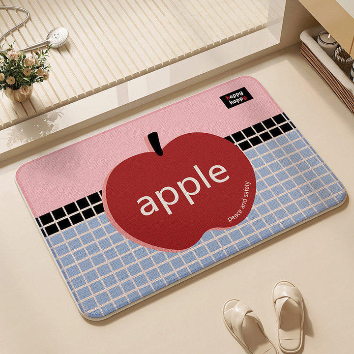 Playful Apple-Themed Kitchen Mat