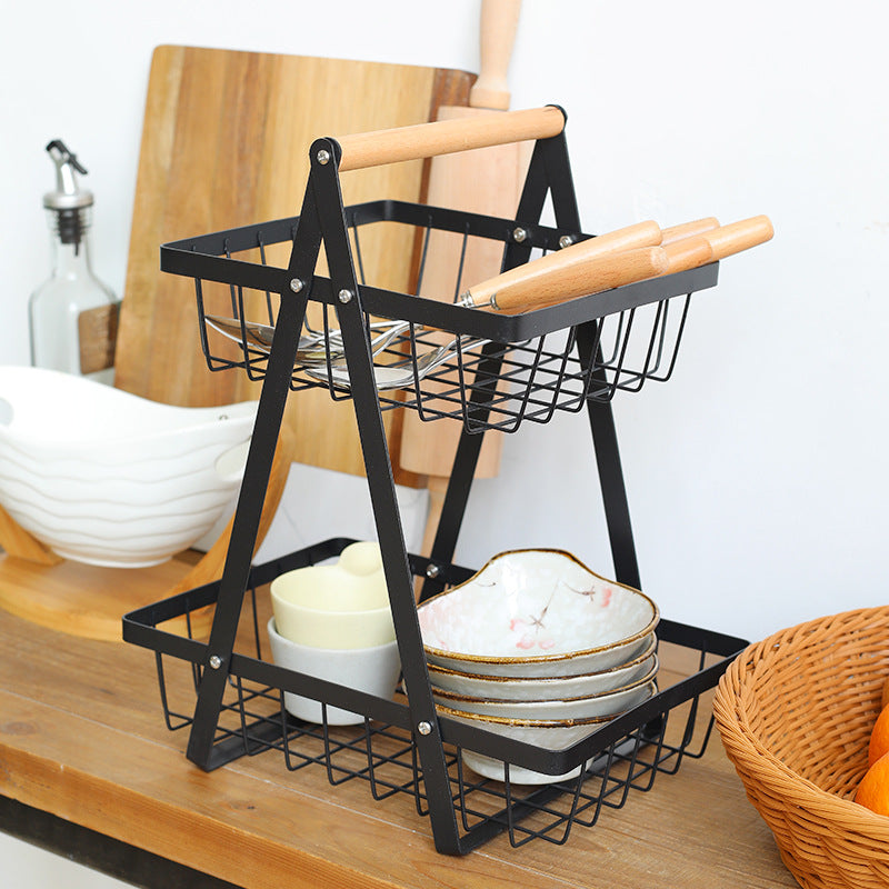 Sturdy Two-Tier Metal Storage Basket Stornfield