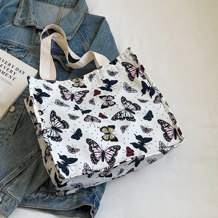 Butterfly Print Canvas Tote Bag