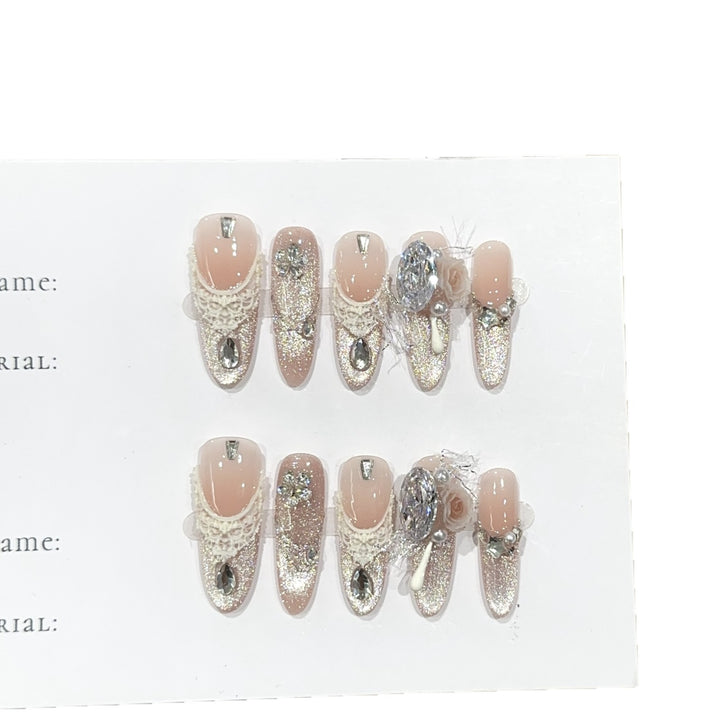 Elegant Rhinestone and Glitter Press-On Nails