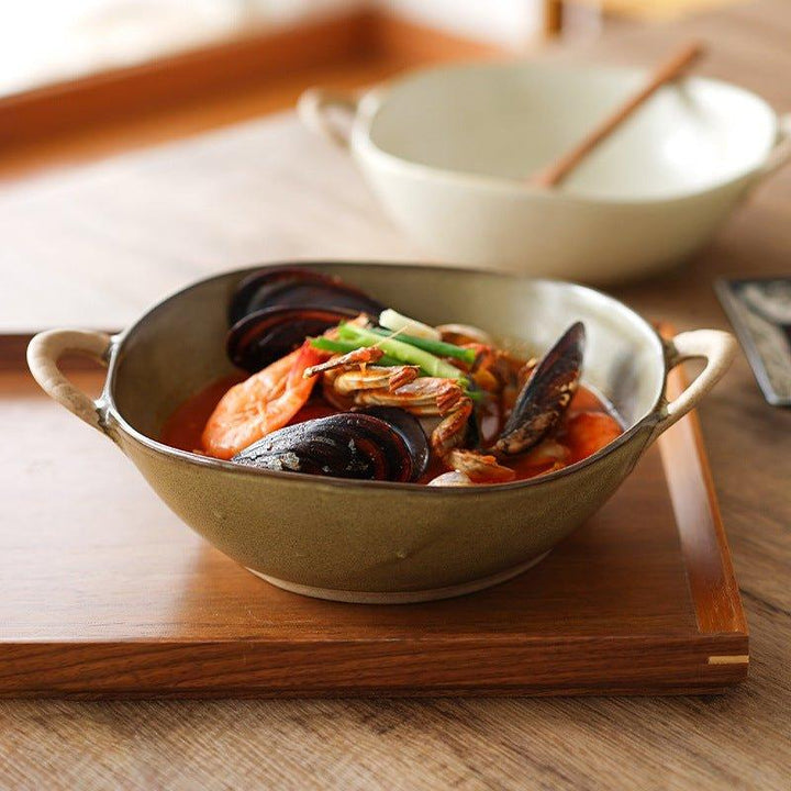 Handcrafted Japanese Ceramic Bowl With Handles | Stornfield