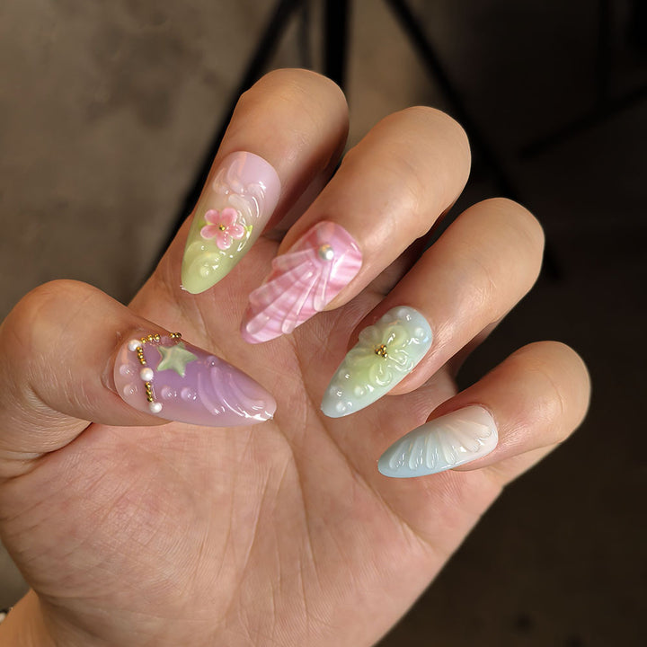 Artistic Nature-Inspired Press-On Nail Set Stornfield