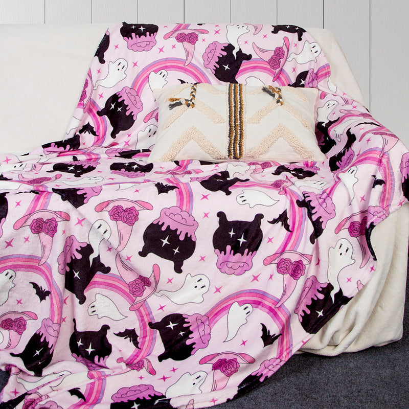 Cuddly blanket with playful motifs of cats and rainbows Stornfield
