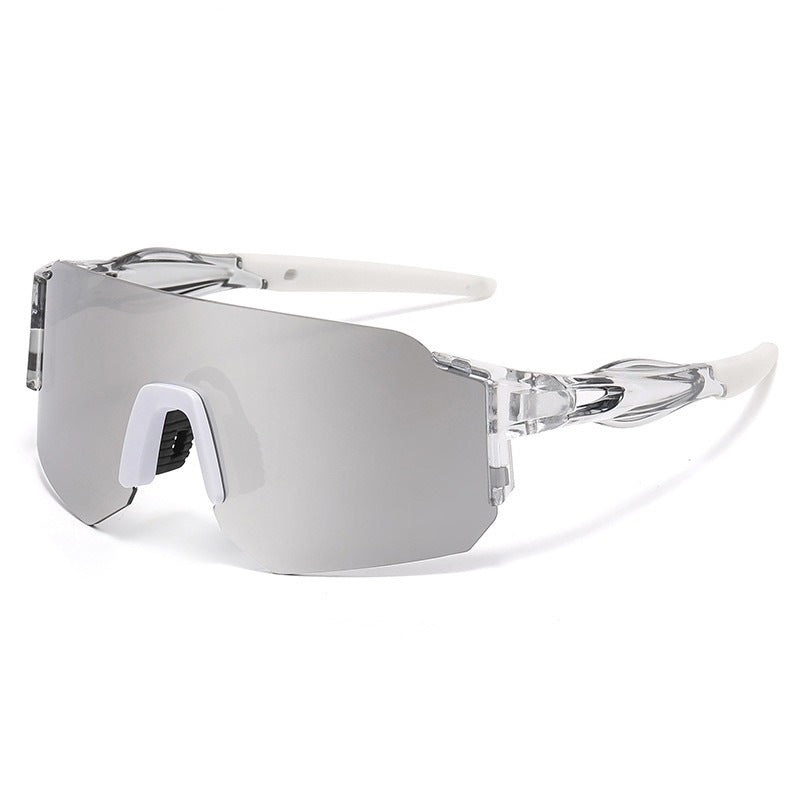 Unisex nan Wraparound sports sunglasses with mirrored one-piece visor and flexible plastic temple Stornfield