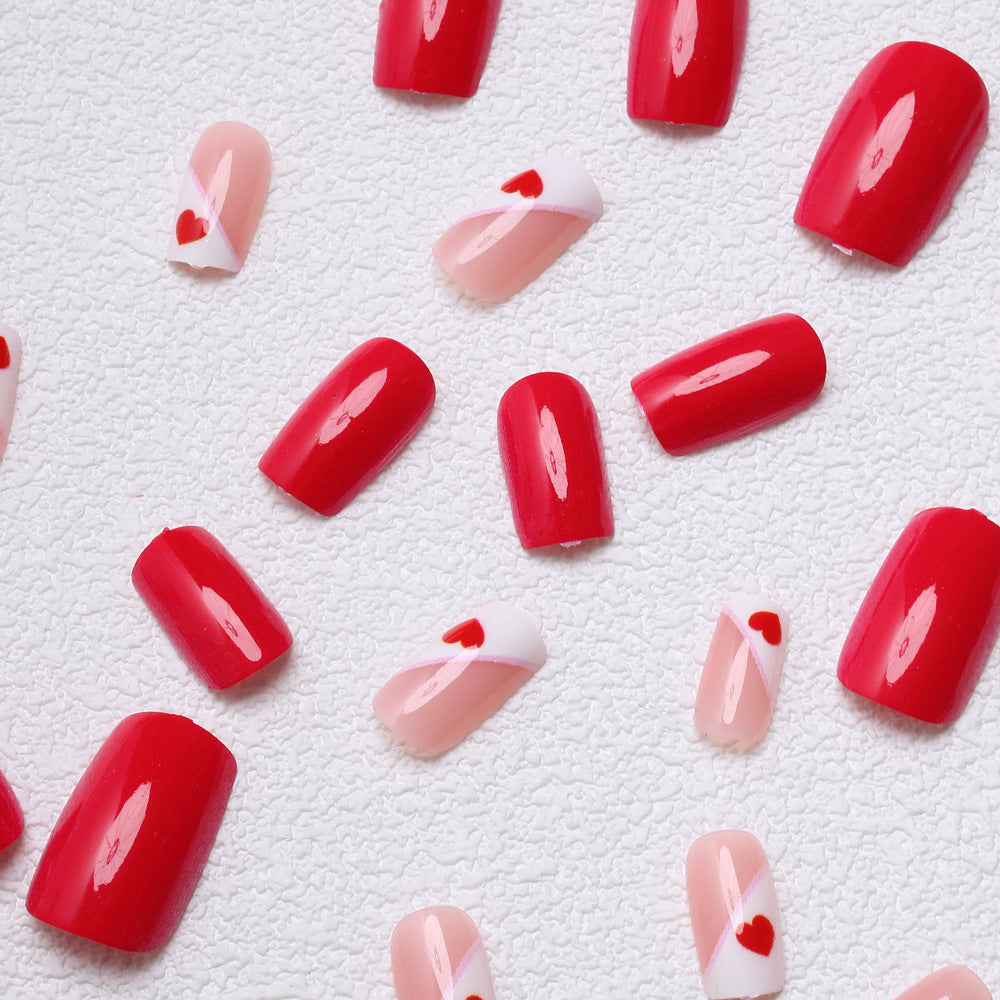 Heart-Embellished Press-On Nail Art Stornfield