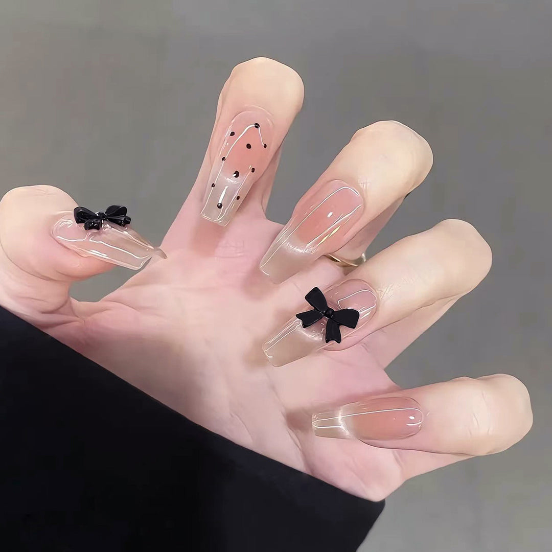 Elegant artificial nails with bow design Stornfield