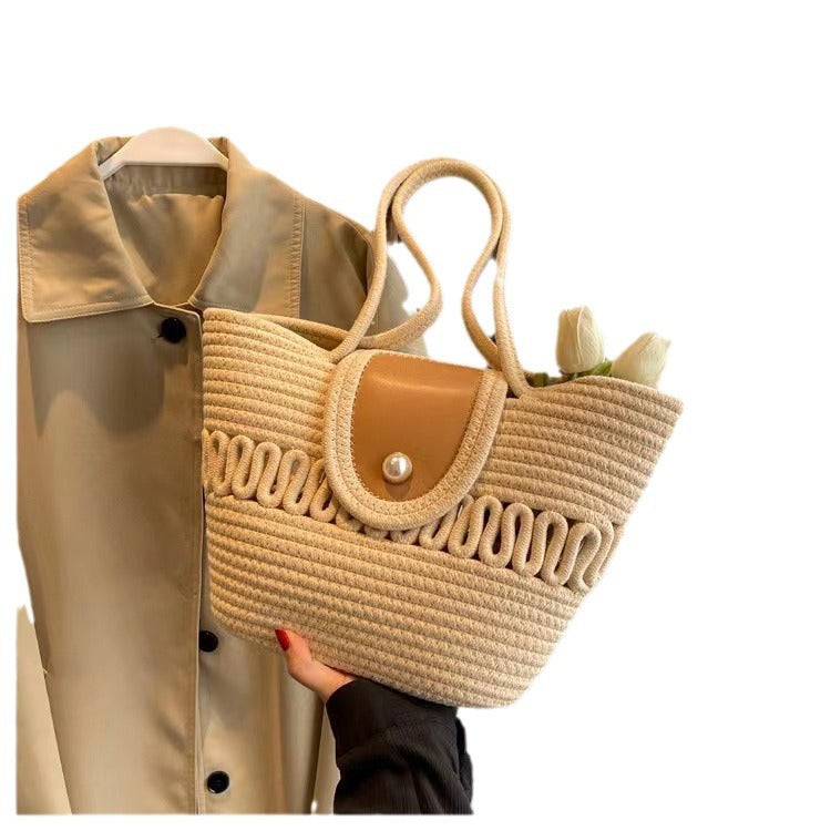 Handcrafted basket bag with elegant leather trim Stornfield