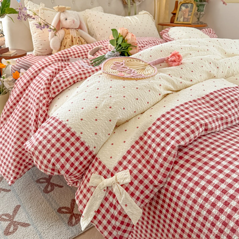 Cozy Quilted Gingham Duvet Cover Set