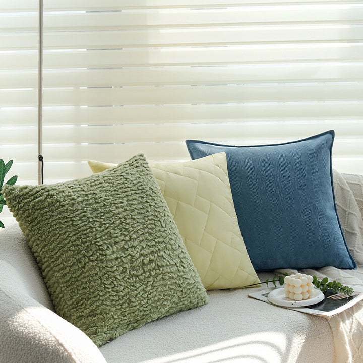 Square pillowcase with herringbone pattern and piped seam Stornfield