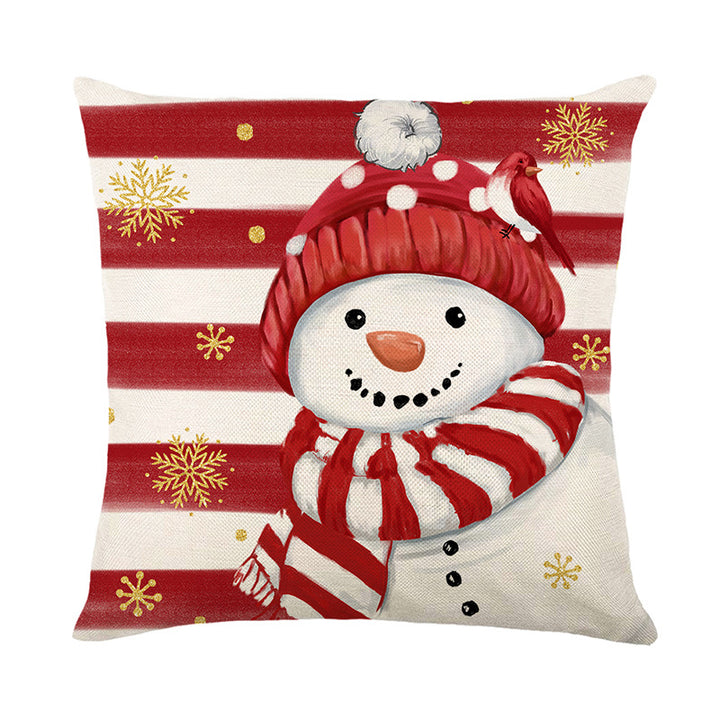 Decorative Linen-Texture Christmas Tree Throw Pillow Cover with Merry Christmas Script