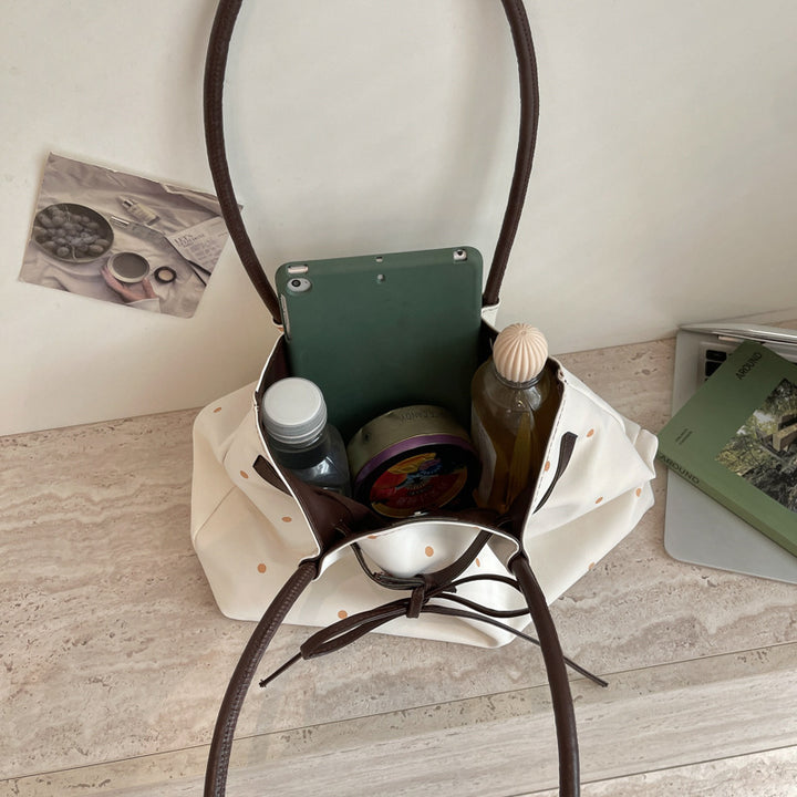 Elegant Suede Tote Bag with Bow Detail