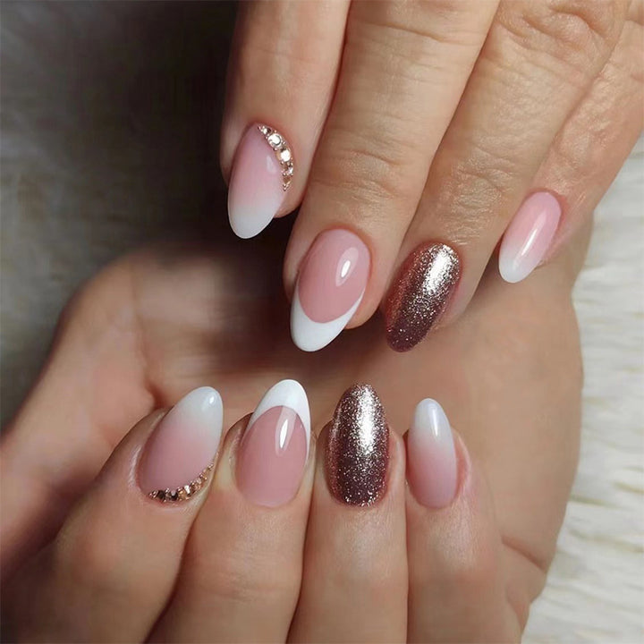 Glamorous nail extensions with shimmering accent Stornfield