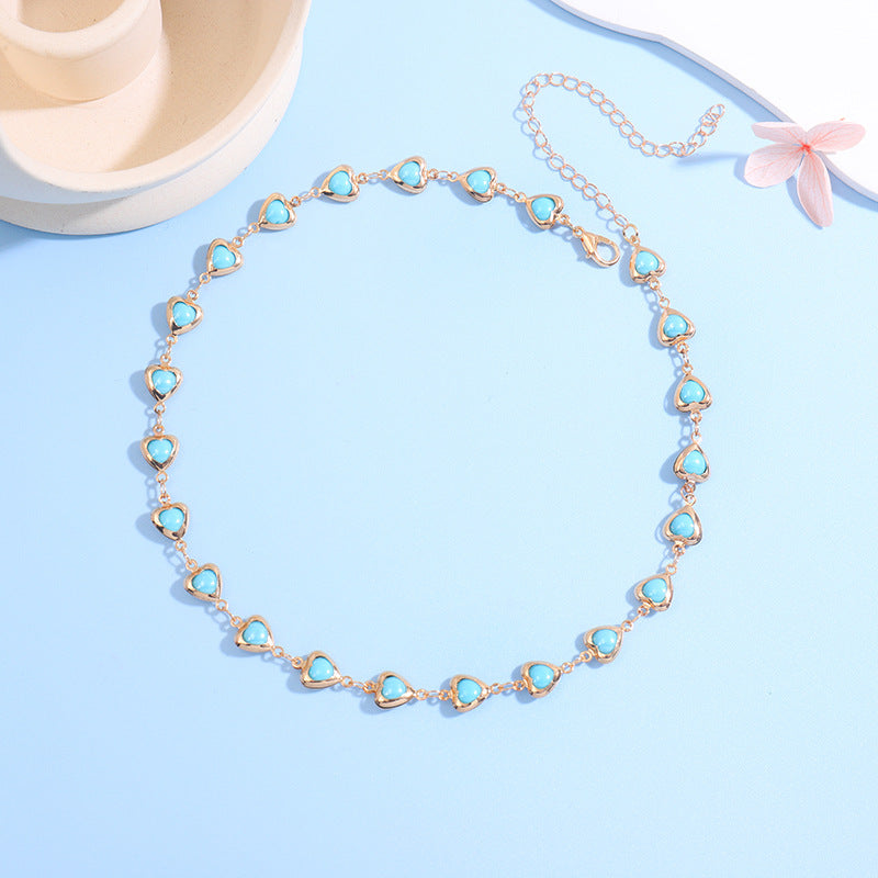 Heart-Shaped Gemstone Choker Necklace Stornfield