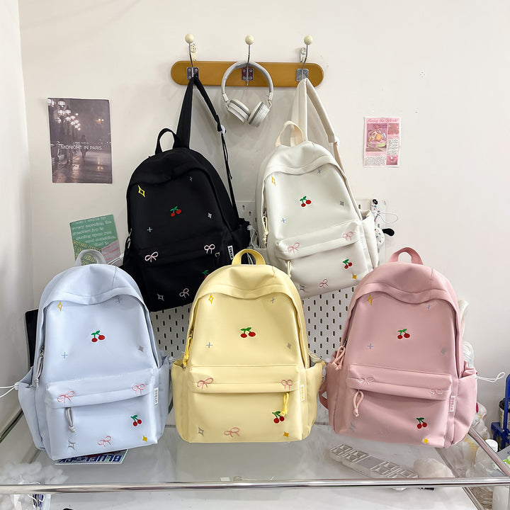Cute Illustrated Cherry-Embellished Backpack Stornfield