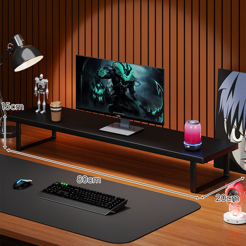 Wooden Monitor Riser Stand with Metal Frame and Cable Management