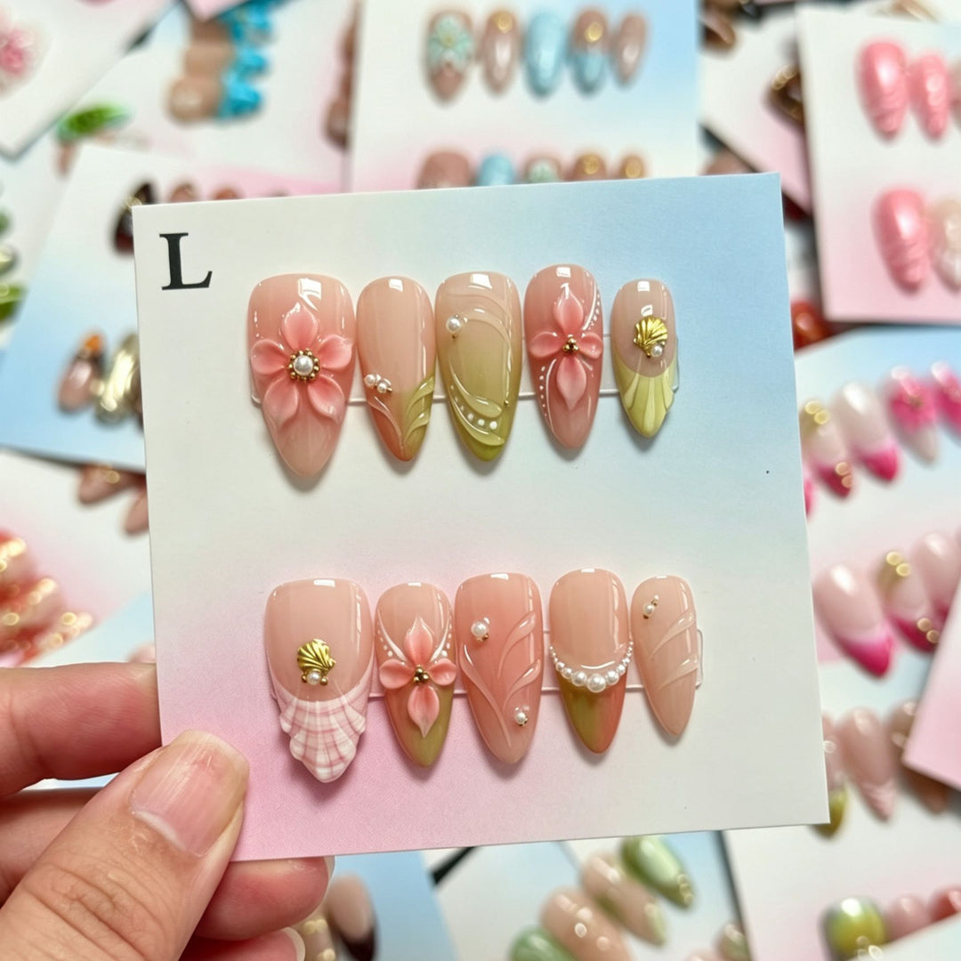 Decorative Flower Embellished Press-On Nail Set