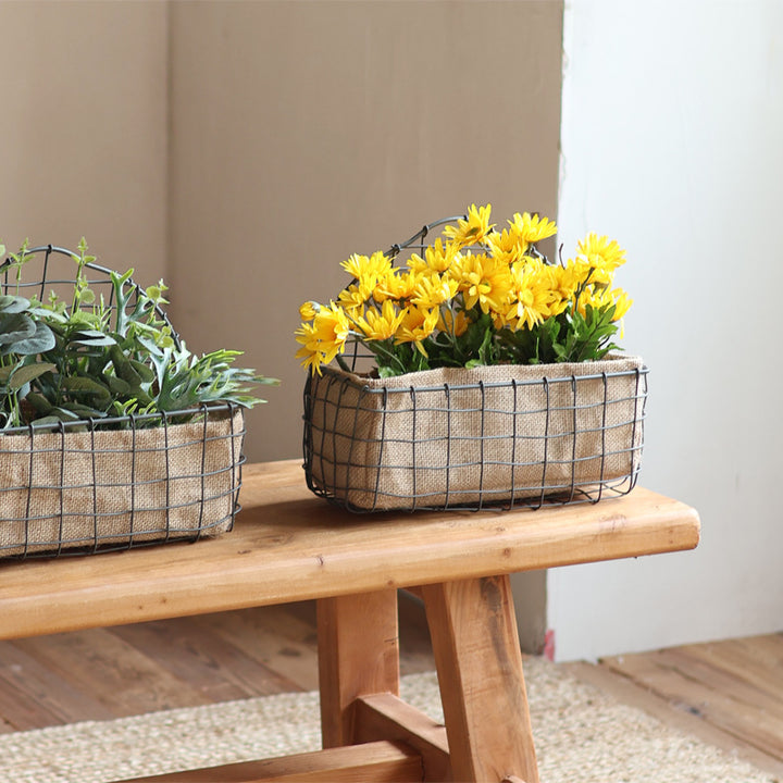 Decorative wire basket with jute bag Stornfield