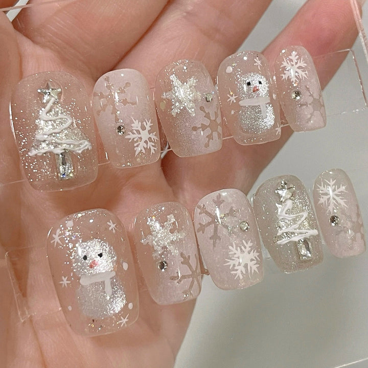 Artistic Winter-Themed Press-On Nail Set