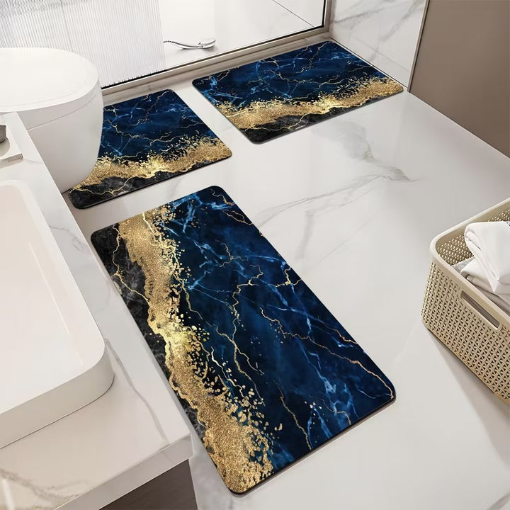 Luxurious Marble Pattern Bath Mat Set Stornfield