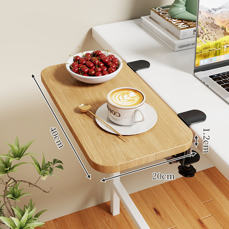 Clamp-On Expandable Desk Side Table Shelf with Wide Smooth Surface and Slim Adjustable Clamp