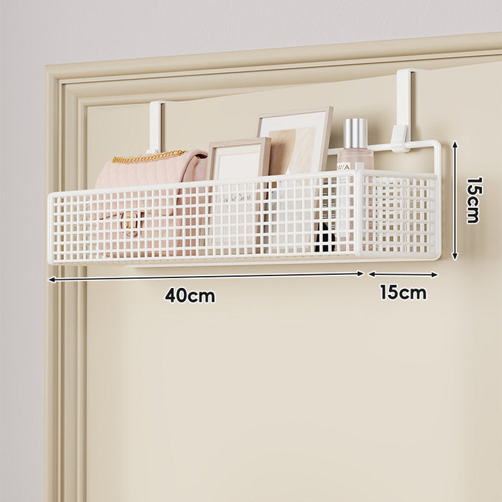 Over-Door Double-Tier Grid Hanging Storage Basket