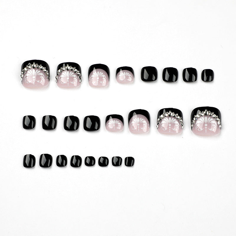 Decorative Press-On Toenails with Elegant Gemstone Accents Stornfield