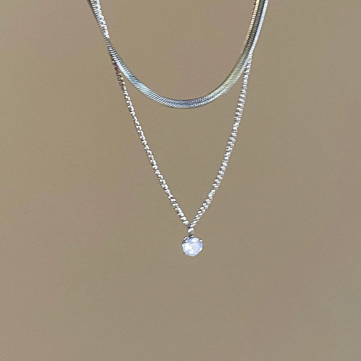 Layered Silver Choker and Pendant Necklace Stornfield