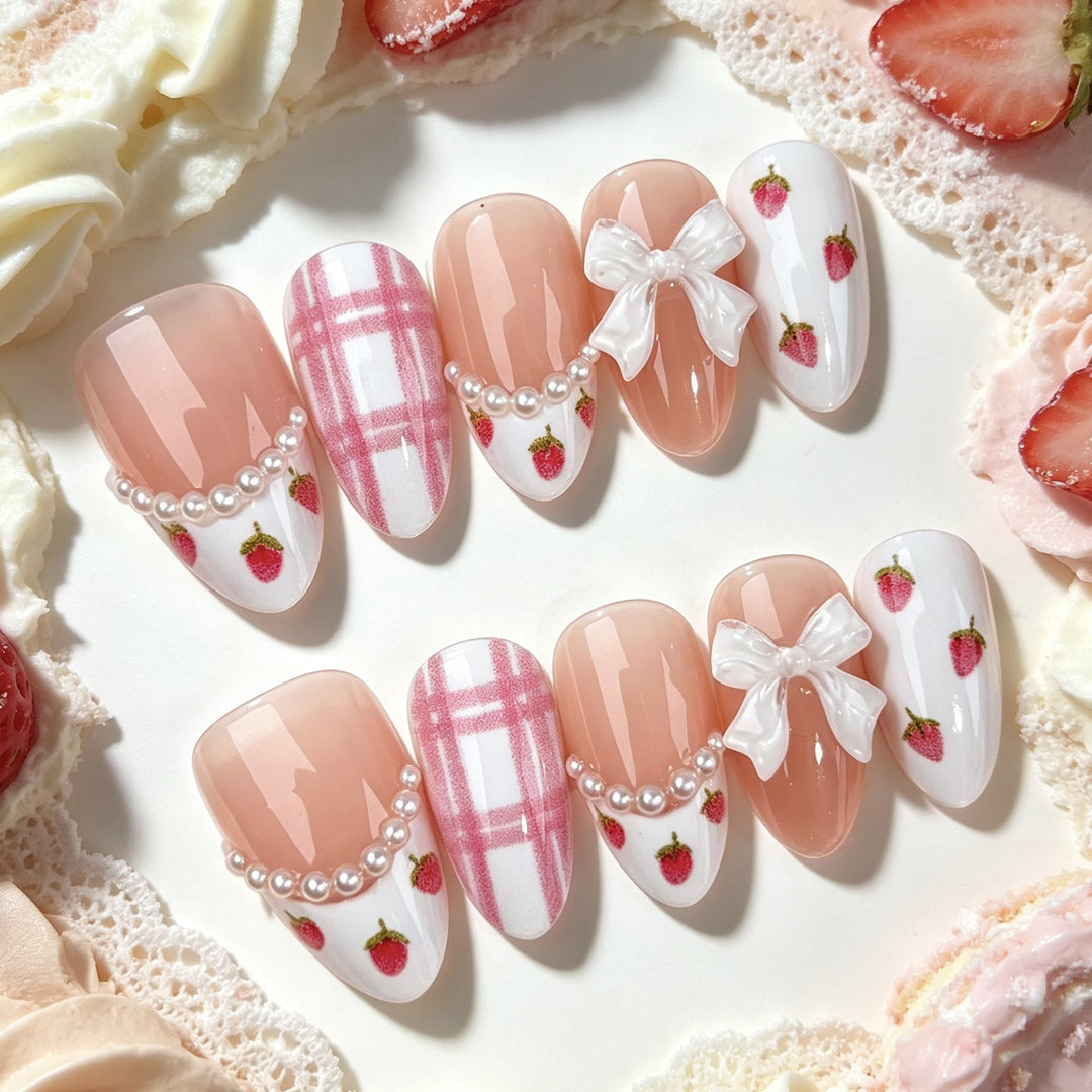 Elegant Decorative Press-On Nail Set 1790746208