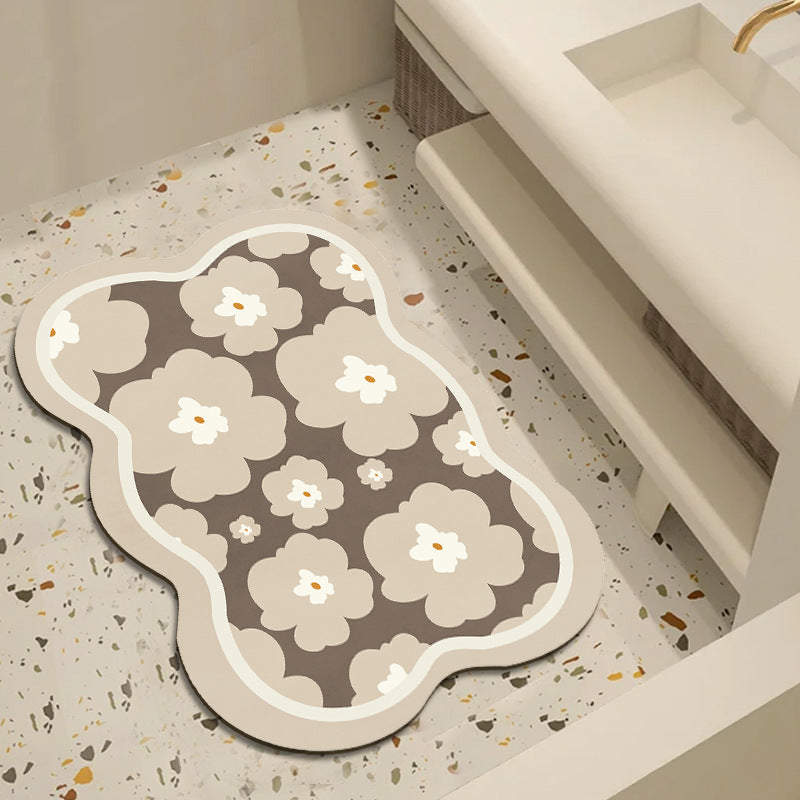 Floral Patterned Bathroom Mat