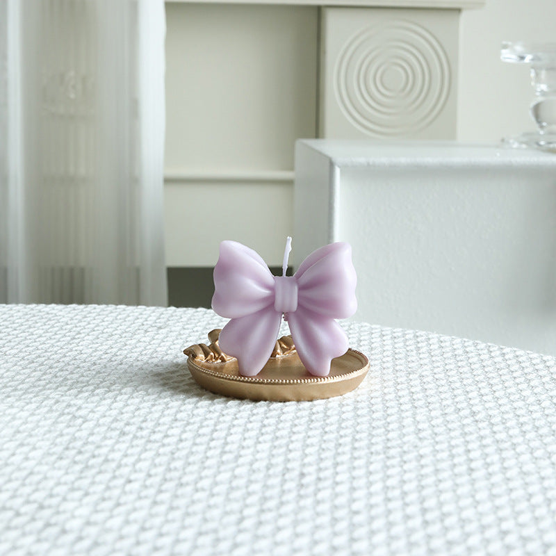 Decorative Bow-Shaped Hand-Poured Soy Wax Candle for Tabletop Centerpiece