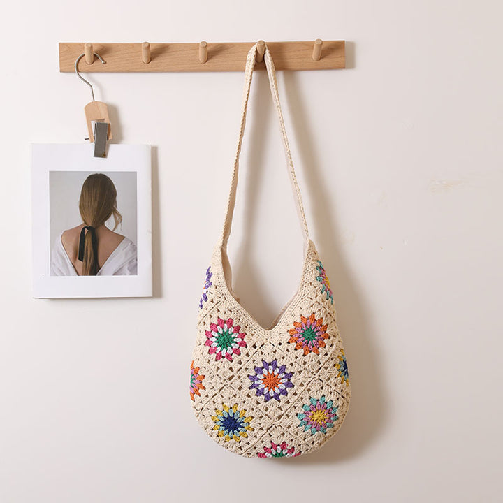 Handmade Crocheted Bag with Colorful Flower Design Stornfield
