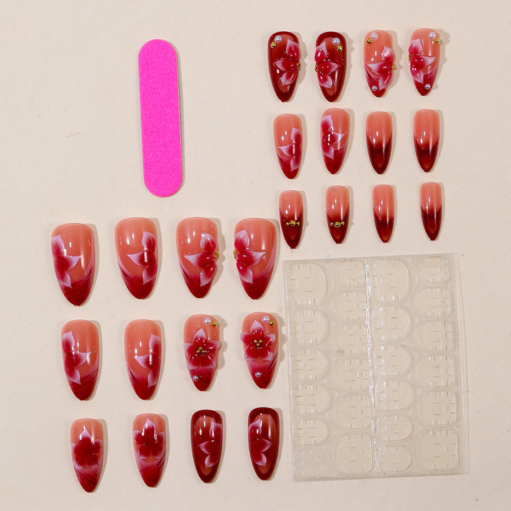 Floral Accent Stiletto Nail Art Extensions Stornfield