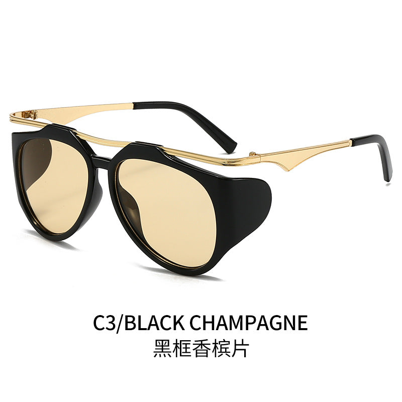 Ladies Fashion Sport Sunglasses with Oversized Frame and Golden Accents Stornfield