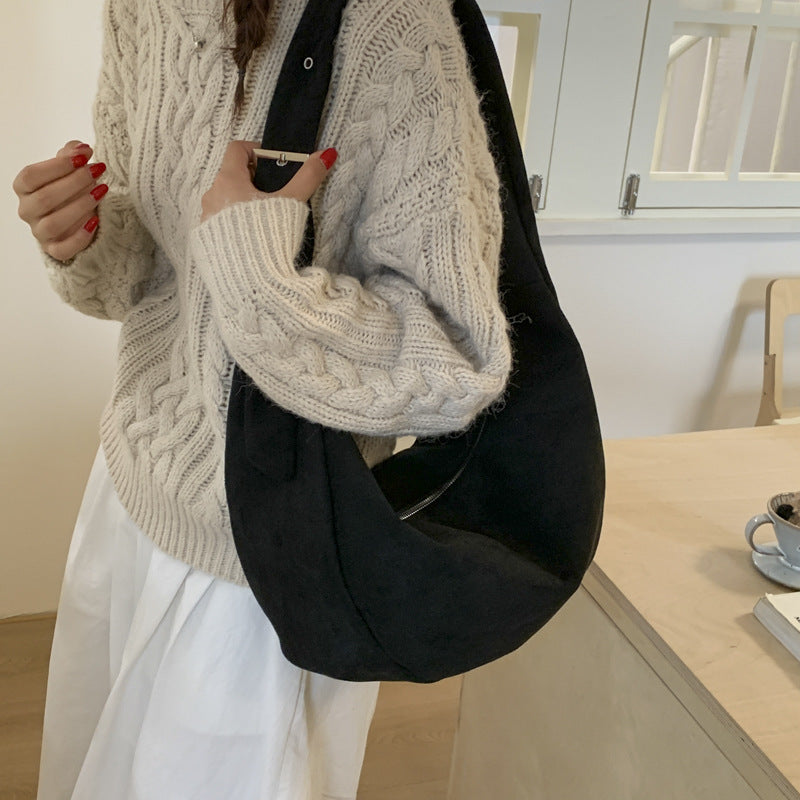 Soft Suede Slouchy Shoulder Bag