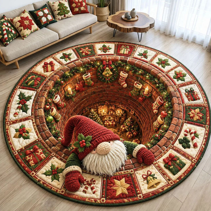 Festive Holiday Themed Round Area Rug
