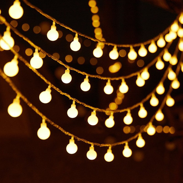 Warm White Star And Globe LED String Garland With Battery Pack And Weatherproof Bulbs Stornfield