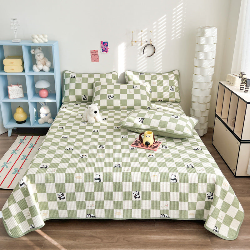 Lightweight Quilted Floral Bedspread Set with Piped Edge and Matching Pillow Shams