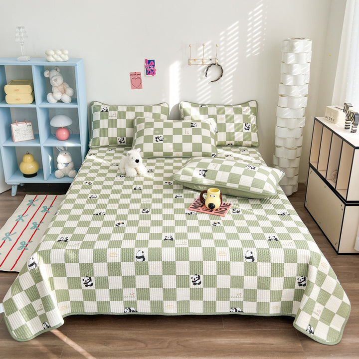 Lightweight Quilted Floral Bedspread Set with Piped Edge and Matching Pillow Shams