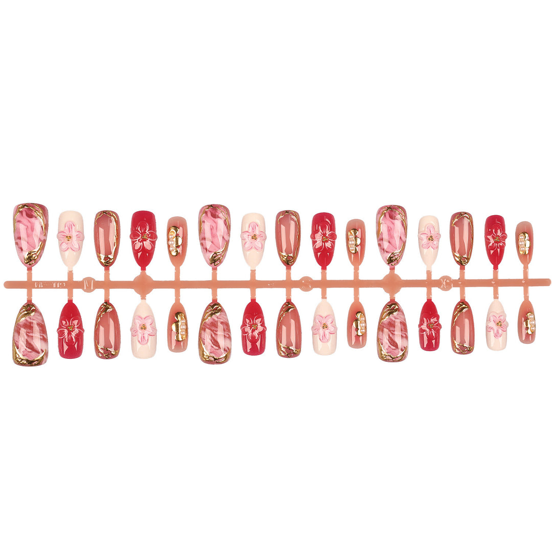 Floral Accent Press-On Nail Design