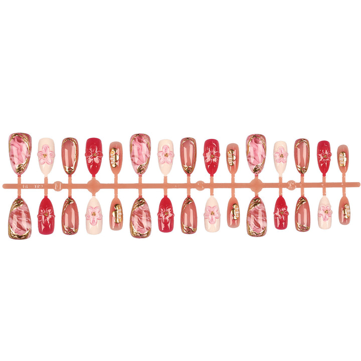 Floral Accent Press-On Nail Design