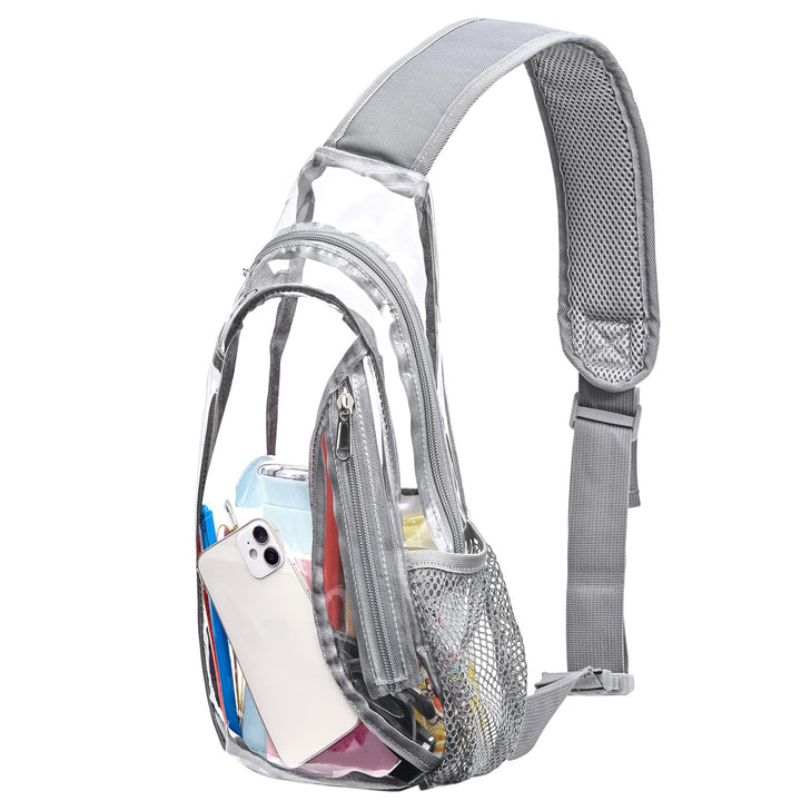 Unisex transparent sling backpack with multiple compartments Stornfield
