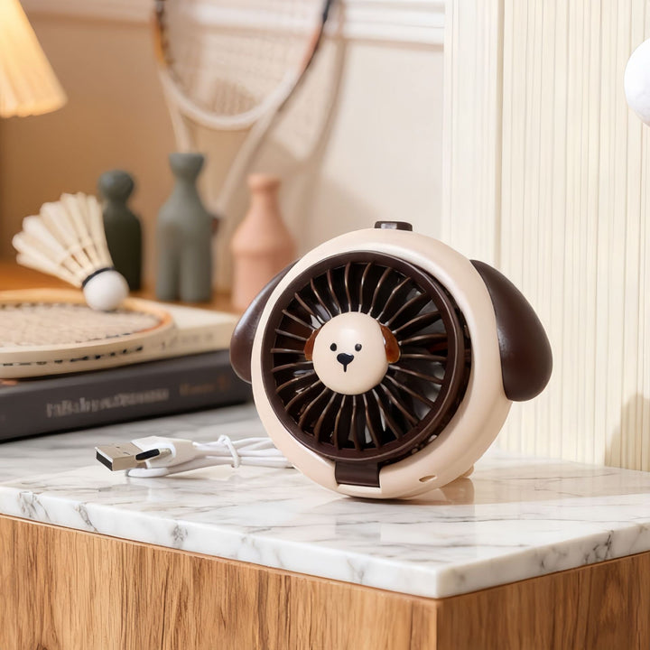Ladies Hand Fan in playful dog design Stornfield