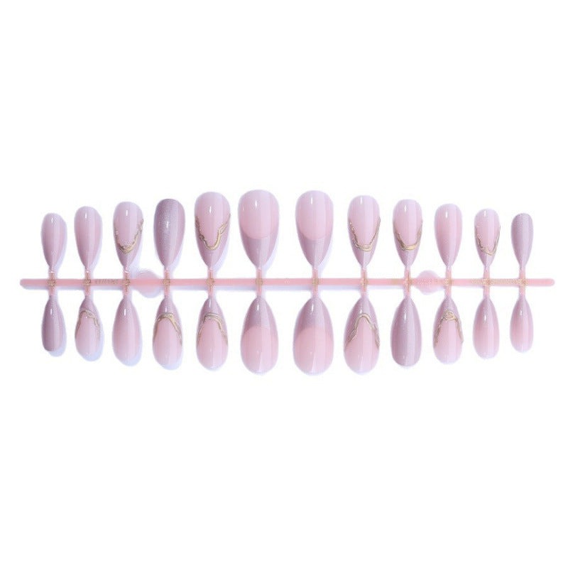 Elegant Stiletto Press-On Nail Set with 3D Gold Accents