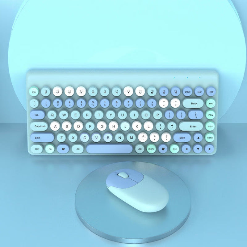 Retro Round-Key Wireless Keyboard and Mouse Set Stornfield