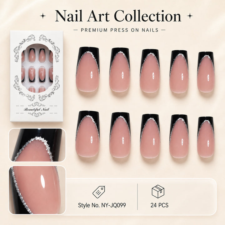 Premium Artificial Nail Set with Elegant Decoration Stornfield