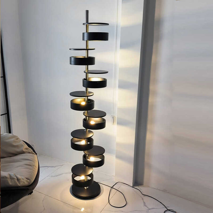 Spiral Floor Lamp with Multiple Light Discs